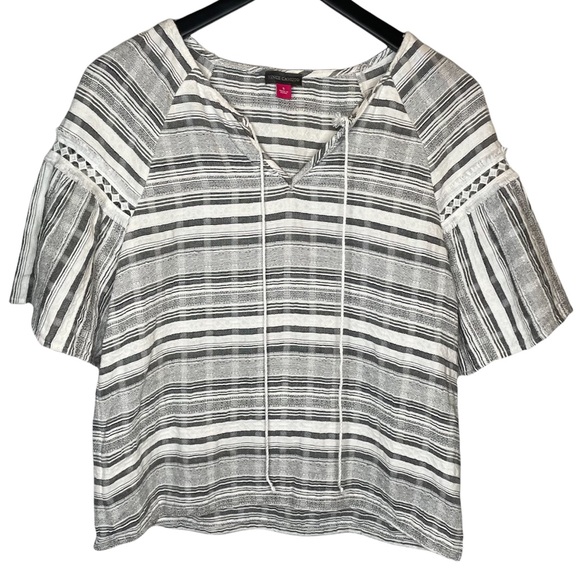 Vince Camuto Tops - VINCE CAMUTO Black and White Striped Op Small